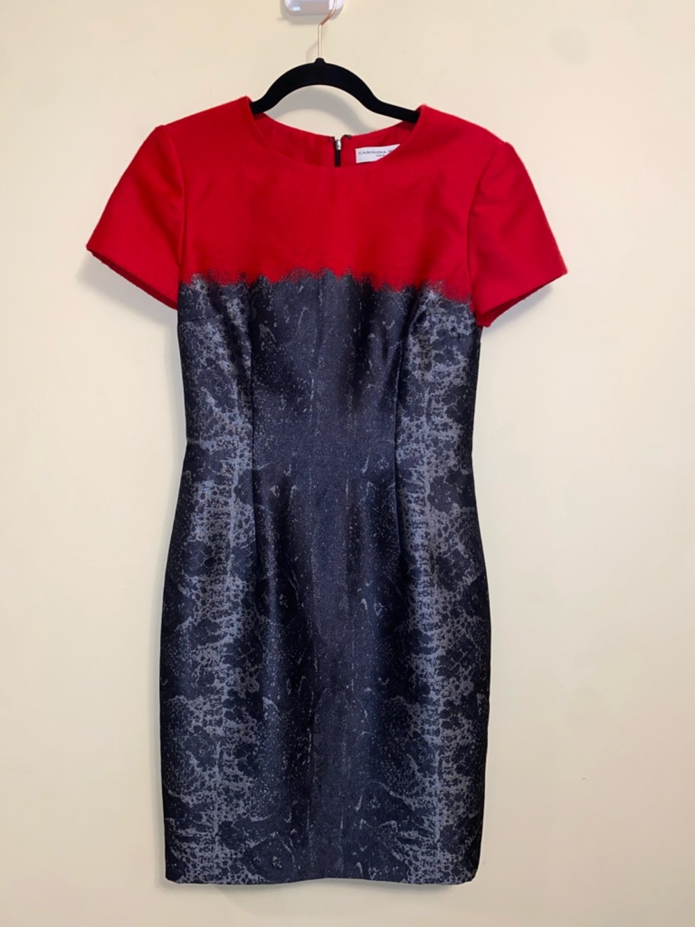 Carolina Herrera Red And Black Wool And Silk Dress 6
